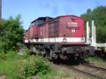 Lok 18 der PBSV Verkehrs GmbH am 25.05.2009 in Arnsberg bei der Holzverladung.