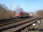 Am 01.04.09 verlt der RE 57 nach Bestwig den Bahnhof Arnsberg.