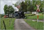 Saisoneröffnung bei der Blonay Chamby Bahn - Auf den feuchten und dadurch glatten Schienn hat die BFD HG 3/4 N° 3 der Blonay Chamby Bahn ziemlich Mühe, ihren schweren Zug bei Chaulin auf der Steigung nach Chamby in Fahrt zu halten, n&# ...