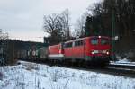 139 164 und eine 1144 mit einem KLV Zug am frhen Morgen des 28.02.2009 in Aling.