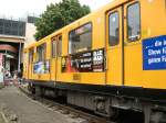 U-Bahnwagen mit Werbung, Werkst. Seestrasse (Tag der offenen Tr 2008)