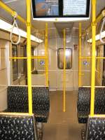 Innenansicht U-Bahnzug Typ F, modernisiert fr den Einsatz auf der U55, Berlin 10. August 2009