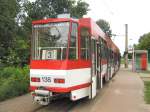Heckansicht umgebauter Tatra-Wagen  138 in Sandow, Cottbus 6.6.2009