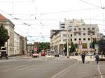 Begegnung zweier Strassenbahnen bei der Stadthalle Cottbus - 6.6.2009