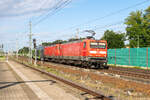112 178-9 mit den Wagenloks 112 180-5 und 445 030-3, in Rathenow und fuhr weiter in Richtung Wustermark.