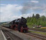 Abschiedfahrten von 52 7596.

Endlich Abfahrt in Lauchringen auf die Wutachtalbahn. Mai 2025.