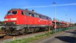 DB Gebrauchtzug 218 431-5 mit frischer HU REV/LHG 9/29.08.25 steht hier mit einer DD982 Einheit an der Autoverladung Niebüll abgestellt. 07.09.2025 