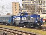 BR 1002 021-6 von Alstom beim Rangieren von RDC Wagen beim Bahnhof Berlin Lichtenberg. 18.Dezember 2024