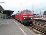 218 216 als RE 12 aus Trier Hbf in Kln-Messe/Deutz. 17.05.2008