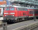 218 206-1 verlsst mit dem RE12 den Klner Hbf rtg Gerolstein am 10.09.09
