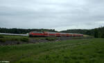 218 403-4 zieht am trocken gelegten Rechenweiher als RE2 RE4861 Hof - München vorbei. 07.07.24