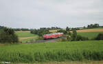 218 433-0 zieht bei Lengenfeld den RE2 RE4858 München - Hof 07.07.24