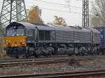 eine schwarze MRCE Class 66 in Gremberg, aufgenommen am 29.10.09