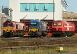 Lokparade am BW der HGK in Brhl-Vochem , (v.l. n.r. : DE 670 (Class 66) ; DH52 (MaK G2000); DE13 (MaK DE 1024/DB BR 240 (ex 240 003))