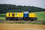 XR02, der X.R. Gleislogistik GmbH, aufgenommen am 30.07.09, Strecke Augsburg-Ulm, kurz vor Mindelaltheim.