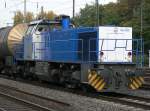 eine relativ neu aussehende MaK G1206 fr die Rurtalbahn in Kln West am 23.10.09
