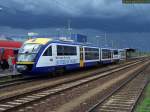 Ein Desiro der Lausitzbahn wartet bei starker Bewlkung am 26. Juni 2007 im Cottbusser Bahnhof auf Abfahrt nach Zittau.