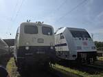 BR 101 057-8 von DB Fernverkehr und BR 110 511-3 von PRESS stehen nebeneinander beim Sommerfest in DB Museum Koblenz. 14.06.2025