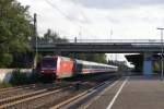 101 052-9 mit einem IC bei der Durchfahrt in Angermund am 01.10.2008