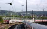 101 025 mit einem SBB Wagenpark in der Abstellung   im Stuttgarter Bw Rosenstein am 15.09.2012 .