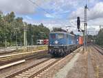 BR 140 876-4 EGP mit Containerzug durch HH-Bergedorf -> Tiefstack. 28.05.2025