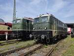 E40 128 (140 128) und E50 091 (150 091) beim Sommerfest DB Museum Koblenz. 14.06.2025