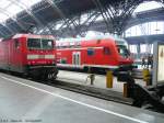 143 081-8 und ein RE nach Dresden Hbf im Leipziger Hbf