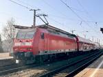 BR 146 020 als (RE20 / RE 52949 Stendal Hbf -> Magdeburg Hbf) steht im Bahnhof Magdeburg-Neustadt. 8.Mrz 2025