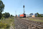 152 139-2 zieht mit einem Containerzug nach Regensburg Ost durch Nürnberg Hohe Marter. 11.08.24