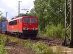 155 152-2 zieht auf den BAR ein Containerzug. 07.07.07