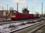 185 154-2 erreicht Frankfurt/Oder mit ein Containerzug. 27.01.07
