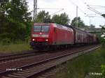 145 077-4 zieht auf den sdlichen BAR ein gedeckten Gterzug. 07.07.07