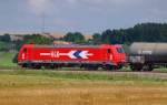185 605-3, HGK 2063, aufgenommen auf der Strecke Augsburg-Ulm, kurz vor Mindelaltheim, am 06.08.09.