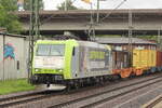 BR 185 548-5 D-ITL (Captrain Sucht Lokfhrer/innen) mit Containern durch HH-Harburg Richtung Sden. 1.8.2025