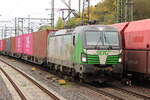 BR 6193 831-5 ( Christian Doppler ) von SETG mit Containern bei der durchfahrt HH-Harburg Richtung Hafen.  9.Oktober 2025