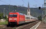 Direkt nach dem ersten IC kam ein zweiter angerauscht....DB 101 075-0 mit unbekanntem IC gen Koblenz. Boppard 10.08.2025