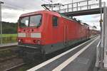 Am Bahnsteig in Oberbrechen lichtet ich am Samstag den 27.9.2025 die DB 114 014 an einem RB22 Zug nach Limburg an der Lahn ab.