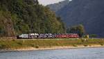 RP/RTB Cargo 186 428-9 mit Autotransportzug Fahrtrichtung Bingen. Kestert 14.08.2025