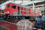 DB 234 467-9 erhlt eine komplette Hauptuntersuchung. Schden im Rahem werden beseitigt, der Motor berprft und die Lok bekommt neue Radstze (135 Jahre Werk Cottbus, Cottbus 19.09.2009 - Update: In Espenhain abgestellt)