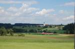 Streckenaufnahme mit einem 628er auf der Strecke von Traunstein nach Waging, Sommer 2007