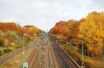 Die Main-Neckar-Bahn von Langen aus betrachtet. Hier war frher der Posten 14, quasi abgelegen auf freier Strecke. 30. November 2007