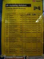 Der Sommerfahrplan 2009 fr die Autozge in Berlin Wannsee. Das Ende der Verladezeit ist in der Regel die spteste Zeit zur Bereitstellung der Zge.