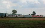 Leider ging nur noch ein Nachschu auf diesen Schad-PBZ! Aufgenommen am 01.10.09, Strecke Ulm-Augsburg, kurz nach Mindelaltheim. Loknummern: 115 154-7 + 120 119-3 + 120 106-0.