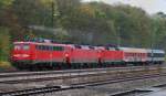 Dieser tolle Schad-PbZ fuhr am 08.10.09 mit wehender Gischtfahne am Pantho durch den Bahnhof Neuoffingen (Strecke Ulm-Augsburg). Loknummern: 115 154-7 + 120 108-6 + 120 (?).