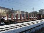 Rungenwagen am 25. Februar im Salzbuger Hauptbahnhof abgestellt.
