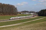 412 219 war als 'ICE 116' aus Graz kommend am 4. M�rz 2026 bei Axdorf im Chiemgau auf dem Weg nach Frankfurt.