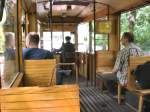 Im KSW-Triebwagen auf Holzsitzen, Strassenbahn Woltersdorf Juli 2009