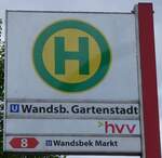 (275'078) - hvv-Haltestellenschild - Hamburg, Wandsb. Gartenstadt - am 8. Mai 2025