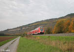 445 056 als RE 54 RE4621 Frankfurt/Main - Bamberg bei Thngersheim. 20.10.24