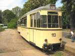 Beiwagen 113 hinter Tw 49 (Gotha-Zug) in der Endstelle Messegelnde, 9. 5. 2009